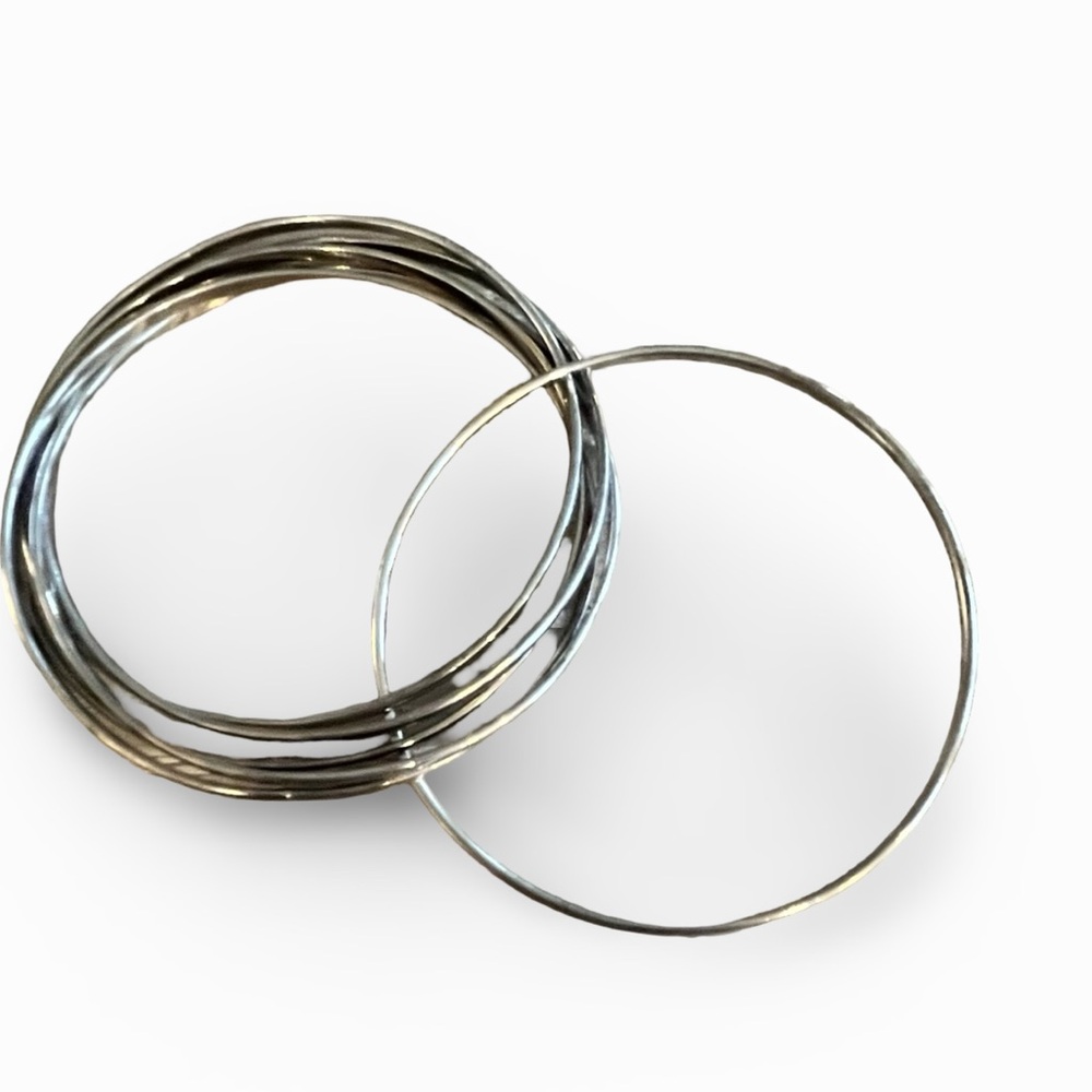 Silver Interlocking Rolling Bangle Bracelet - image 4